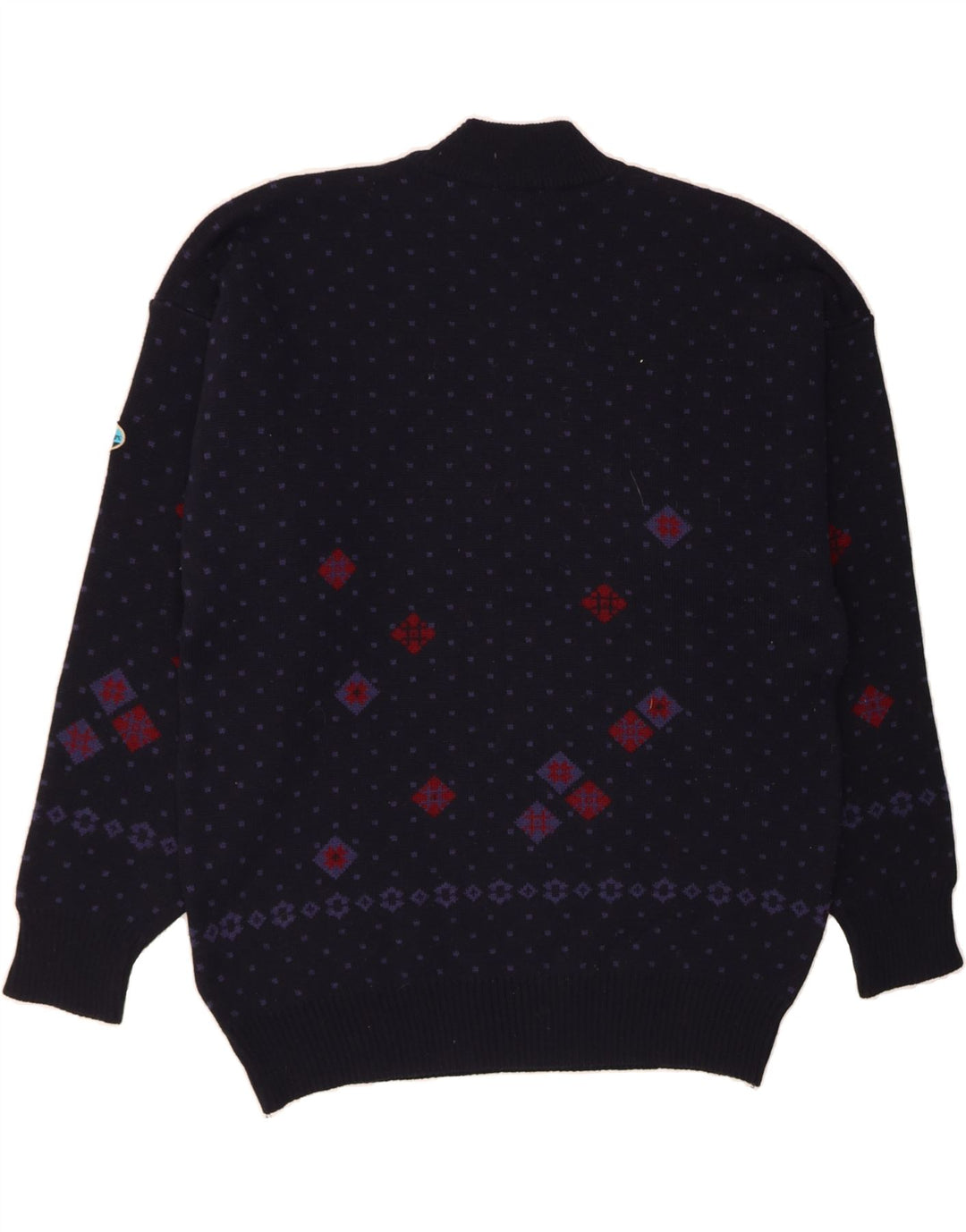 NORTH POLE Mens Turtle Neck Jumper Sweater 2XL Navy Blue Fair Isle Wool
