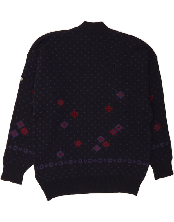 NORTH POLE Mens Turtle Neck Jumper Sweater 2XL Navy Blue Fair Isle Wool