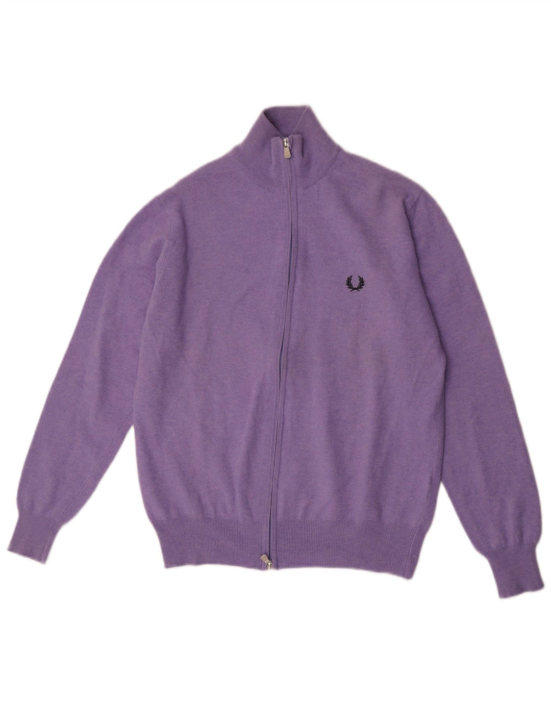 Fred Perry Mens Cardigan Sweater Small Purple Wool