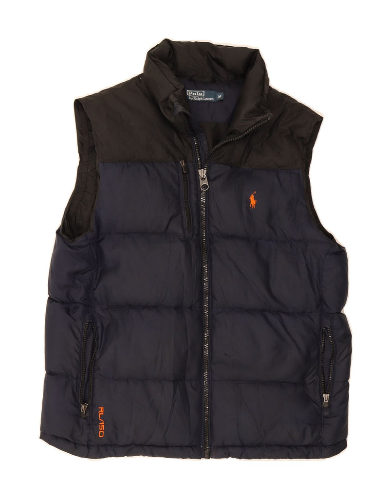 POLO RALPH LAUREN Mens Padded Gilet UK 38 Medium Navy Blue Colourblock Vintage Polo Ralph Lauren and Second-Hand Polo Ralph Lauren from Messina Hembry 