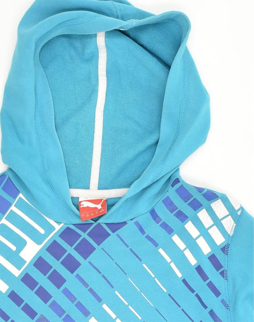 PUMA Boys Graphic Hoodie Jumper 11-12 Years Blue Cotton | Vintage Puma | Thrift | Second-Hand Puma | Used Clothing | Messina Hembry 