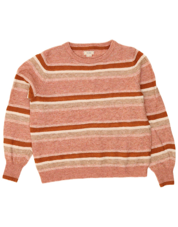 Fat Face Womens Boat Neck Jumper Sweater UK 12 Medium Pink Striped