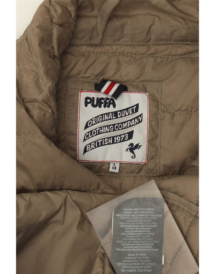 Puffa Womens Padded Jacket UK 14 Large Brown Polyamide