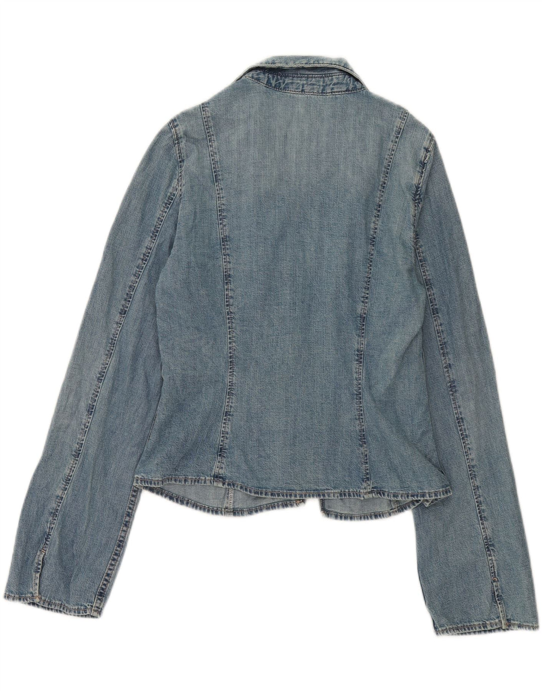 Zara Womens Wrap Denim Jacket UK 18 XL Blue Cotton