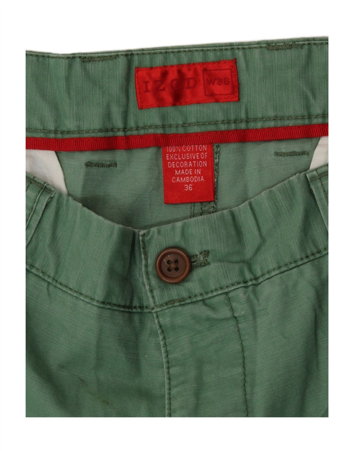 Izod Mens Chino Shorts W36 XL Green Cotton