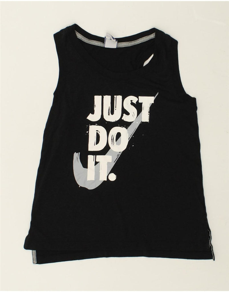 NIKE Womens Graphic Vest Top UK 10 Small Black | Vintage Nike | Thrift | Second-Hand Nike | Used Clothing | Messina Hembry 