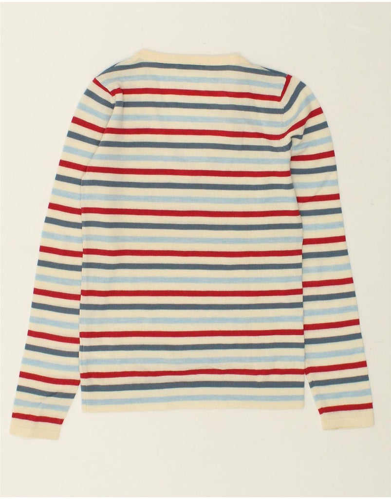 LACOSTE Womens V-Neck Jumper Sweater Size 38 Medium Multicoloured Striped | Vintage Lacoste | Thrift | Second-Hand Lacoste | Used Clothing | Messina Hembry 