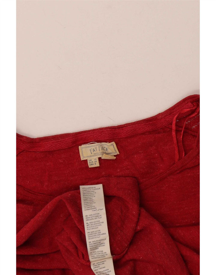 Fat Face Womens Oversized Top 3/4 Sleeve UK 10 Small Red Cotton