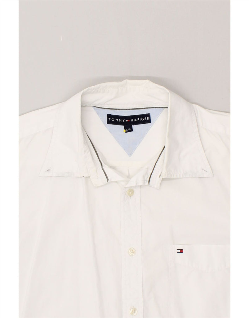 TOMMY HILFIGER Mens Shirt Large White Cotton Vintage Tommy Hilfiger and Second-Hand Tommy Hilfiger from Messina Hembry 