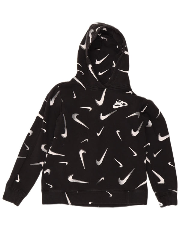 Nike Boys Graphic Standard Fit Hoodie Jumper 12-13 Years Large Black Cotton