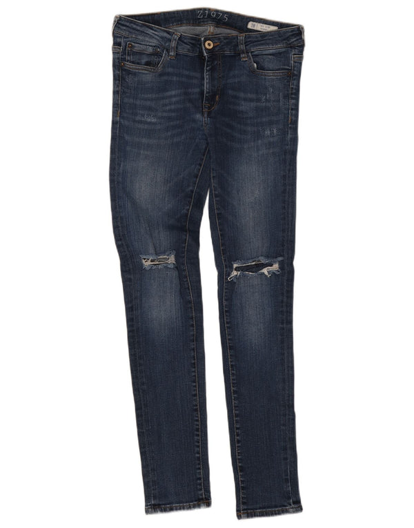 Zara Womens Distressed Mid Rise Skinny Jeans EU 38 Small W30 L29 Blue