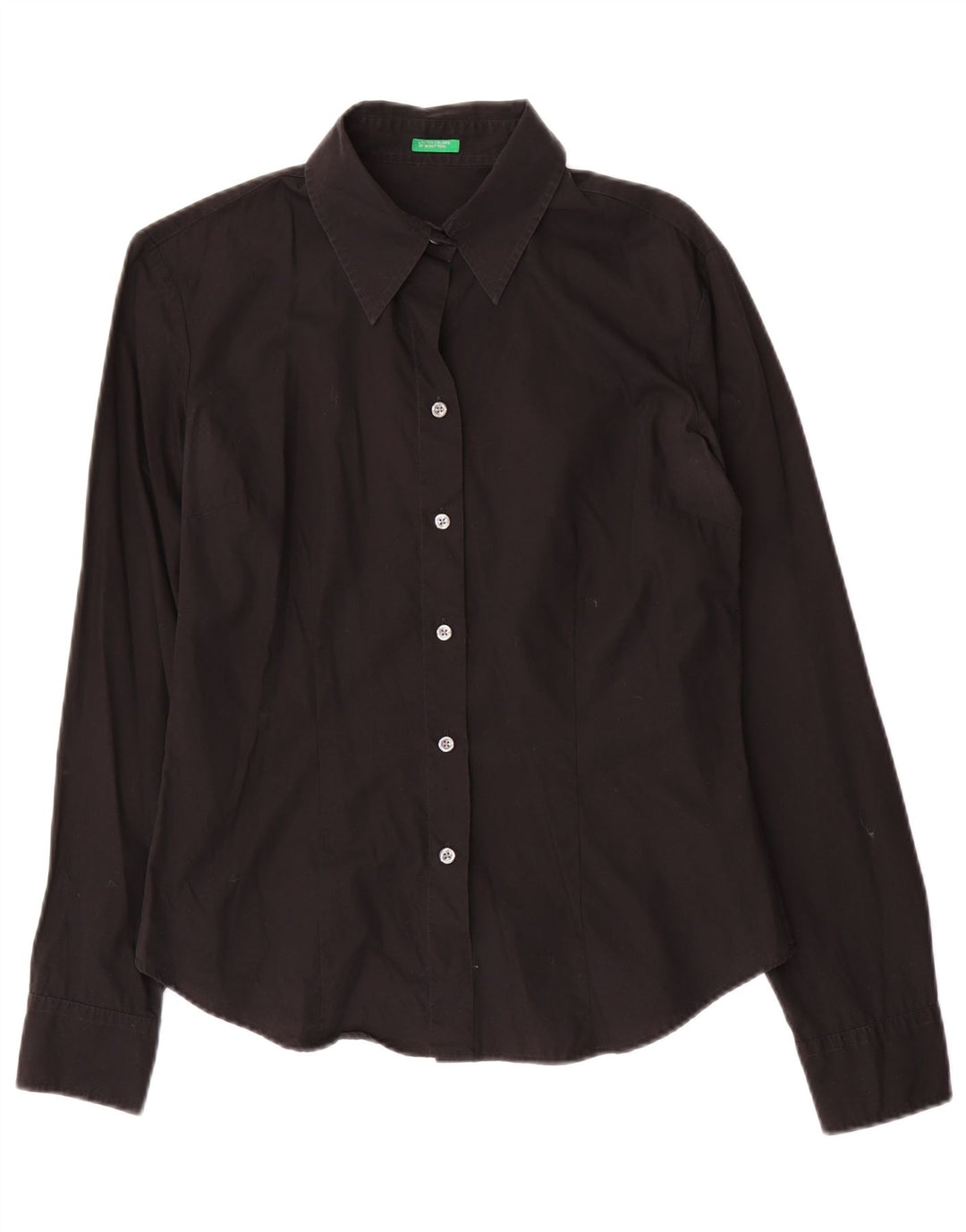 Benetton Womens Shirt UK 14 Medium Black Cotton