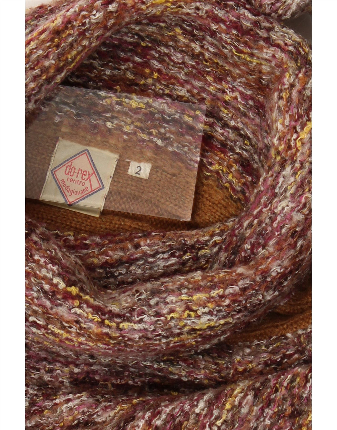 VINTAGE Womens Roll Neck Jumper Sweater UK 14 Medium Multicoloured Striped