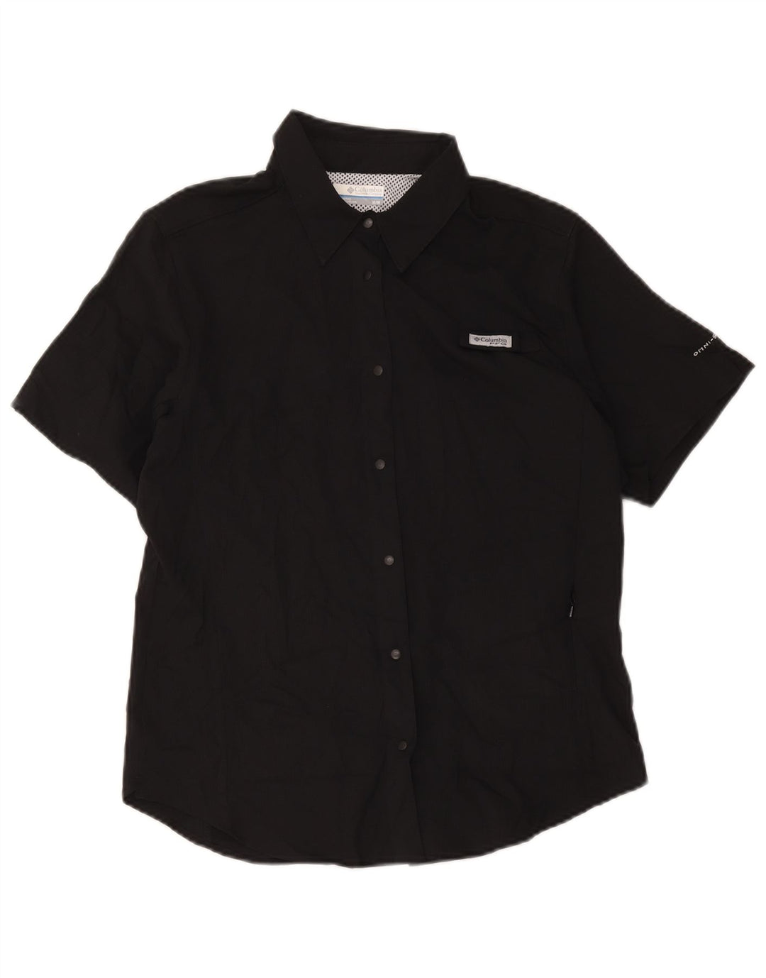 Columbia Womens Omni-Shade Short Sleeve Shirt UK 14 Medium Black Polyester