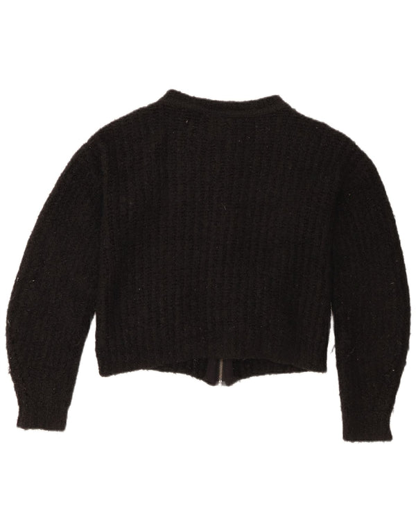 Topshop Womens Crop Cardigan Sweater UK 6 XS Black Acrylic