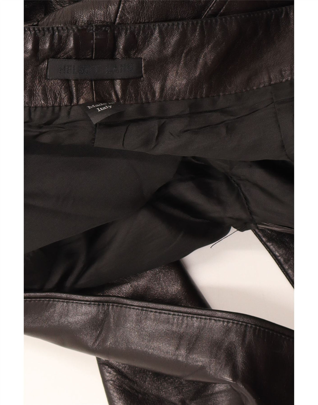 Helmut Lang Womens Straight Leather Trousers W30 L27 Black Leather