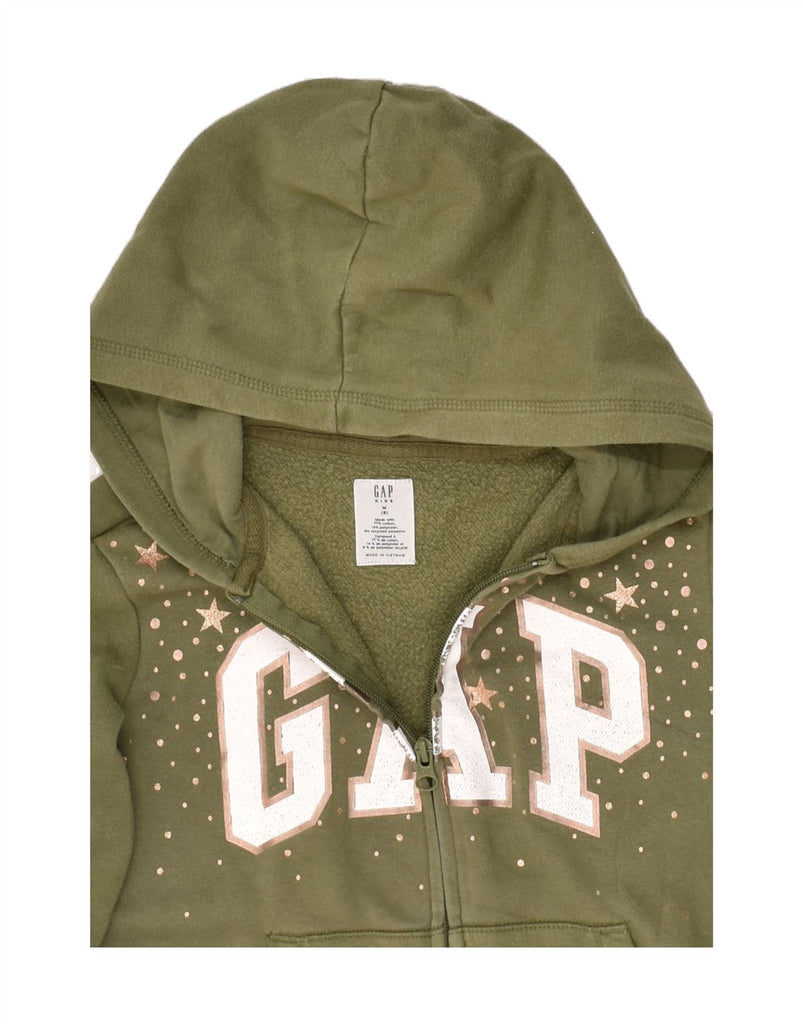 GAP Girls Graphic Zip Hoodie Sweater 7-8 Years Medium   Khaki Cotton | Vintage Gap | Thrift | Second-Hand Gap | Used Clothing | Messina Hembry 