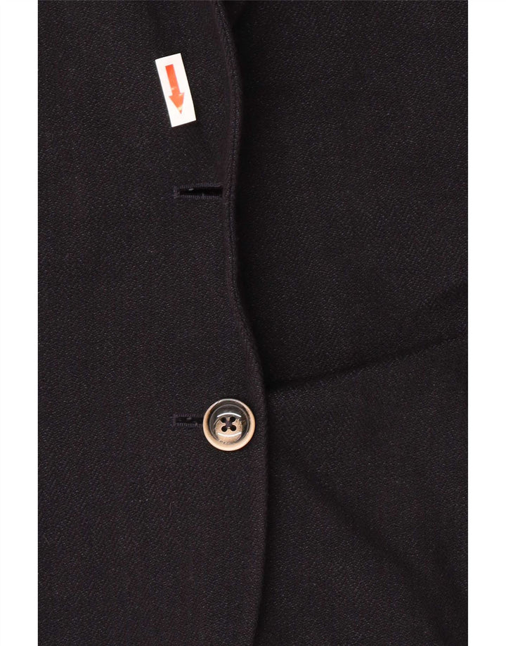 Massimo Dutti Womens 1 Button Blazer Jacket EU 44 XL Black Cotton