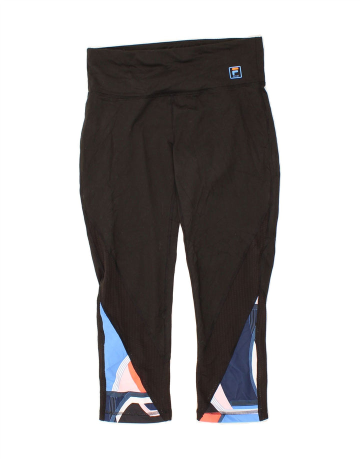 FILA Womens Leggings UK 8 Small  Black Colourblock Polyester Vintage Fila and Second-Hand Fila from Messina Hembry 