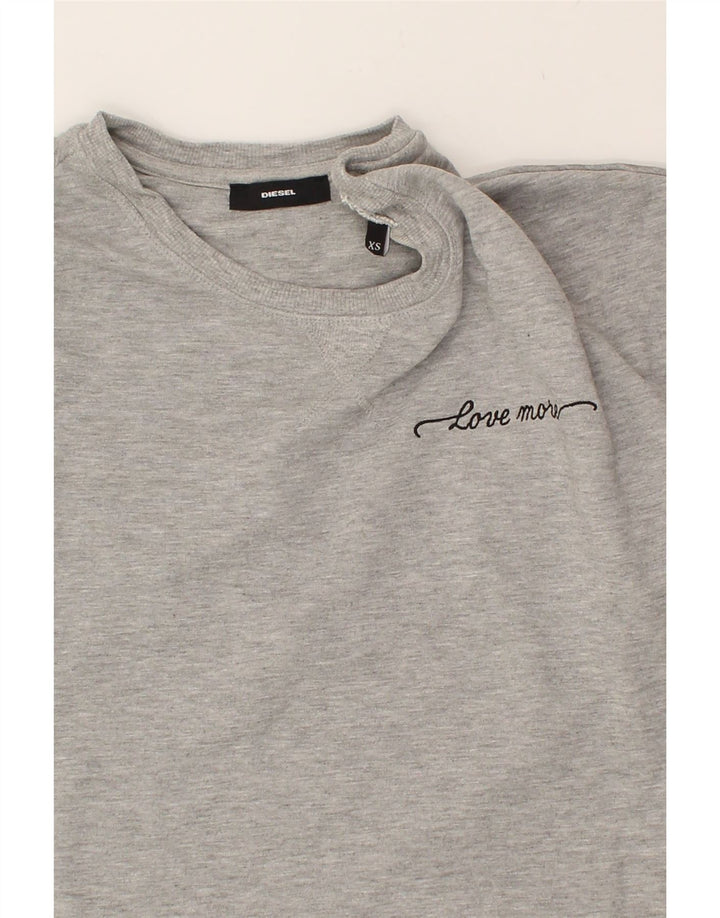 DIESEL Womens Crop Sweatshirt Jumper UK 6 XS  Grey Cotton | Vintage Diesel | Thrift | Second-Hand Diesel | Used Clothing | Messina Hembry 