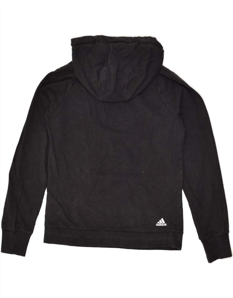 ADIDAS Womens Graphic Hoodie Jumper UK 10 Small Black Cotton | Vintage Adidas | Thrift | Second-Hand Adidas | Used Clothing | Messina Hembry 