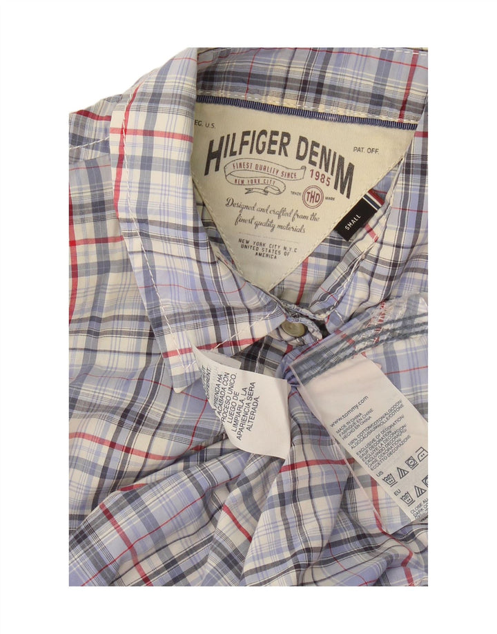 TOMMY HILFIGER Womens Shirt UK 8 Small Blue Check Cotton
