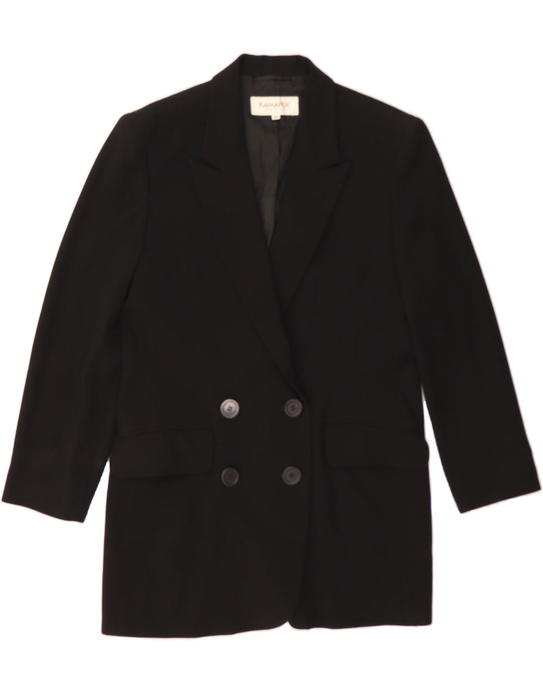 KAMANTA Womens Longline Double Breasted Blazer Jacket IT 44 Medium Black Vintage Kamanta and Second-Hand Kamanta from Messina Hembry 