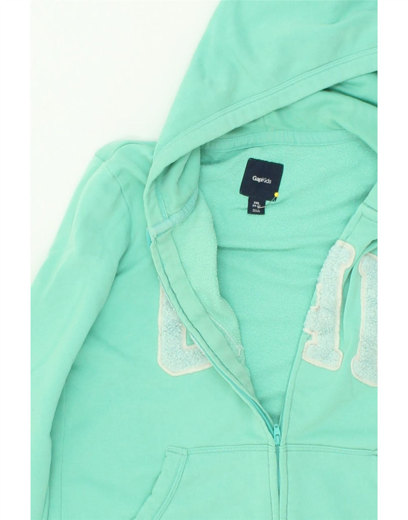 GAP Girls Graphic Zip Hoodie Sweater 14-15 Years 2XL Green Cotton | Vintage Gap | Thrift | Second-Hand Gap | Used Clothing | Messina Hembry 