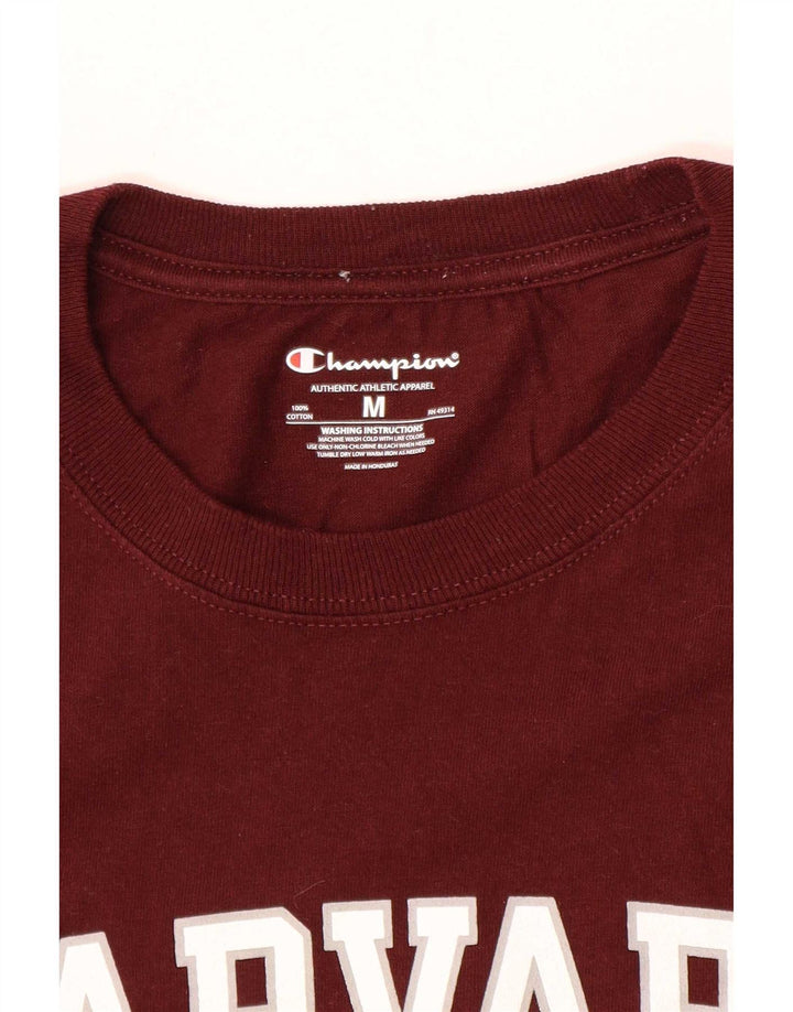 Champion Mens Harvard Regular Graphic T-Shirt Top Medium Maroon Cotton