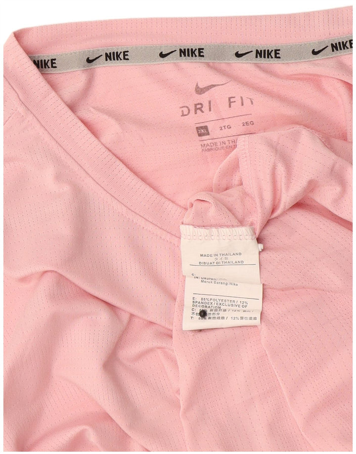 Nike Mens Dri Fit T-Shirt Top 2XL Pink Polyester