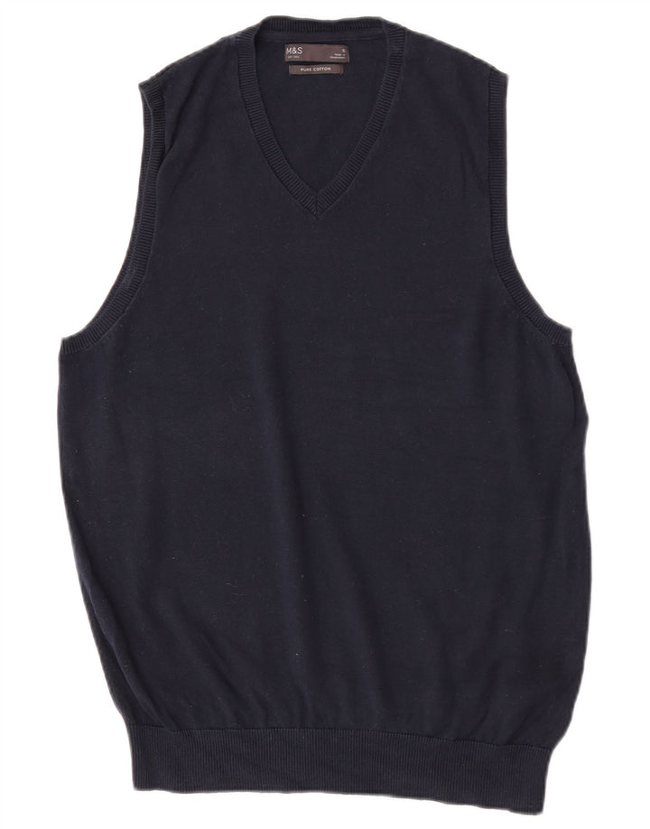 Marks & Spencer Mens Vest Tank Top Small Navy Blue Cotton