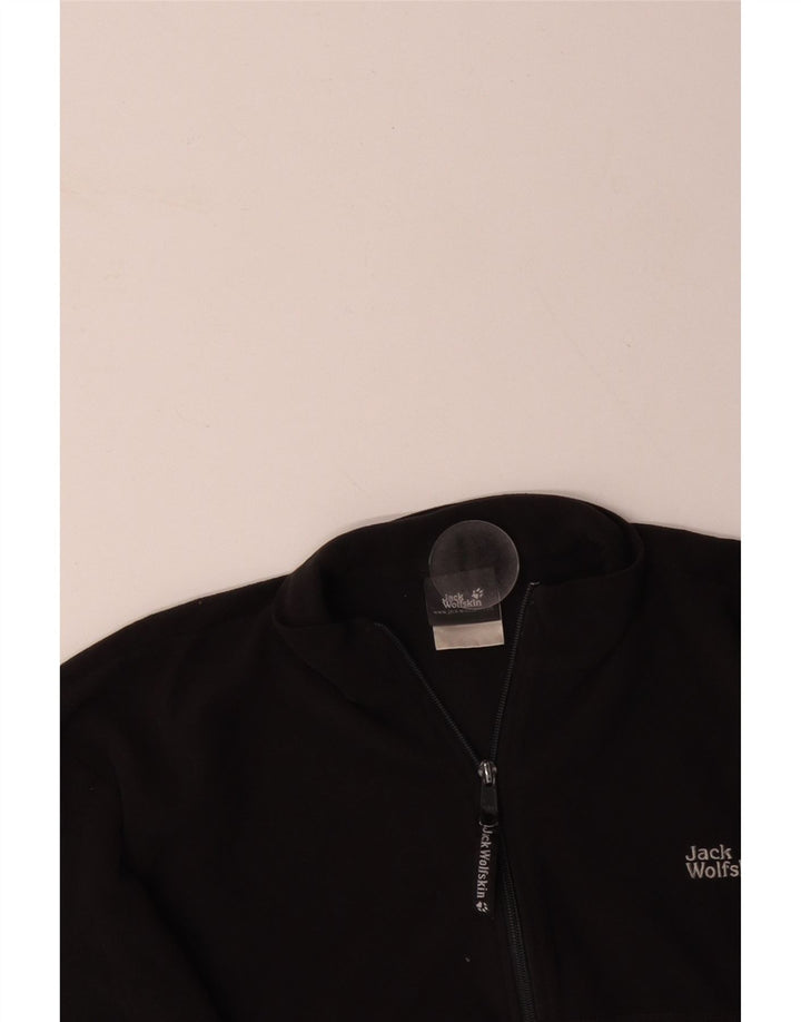 JACK WOLFSKIN Mens Zip Neck Fleece Jumper Large Black Polyester