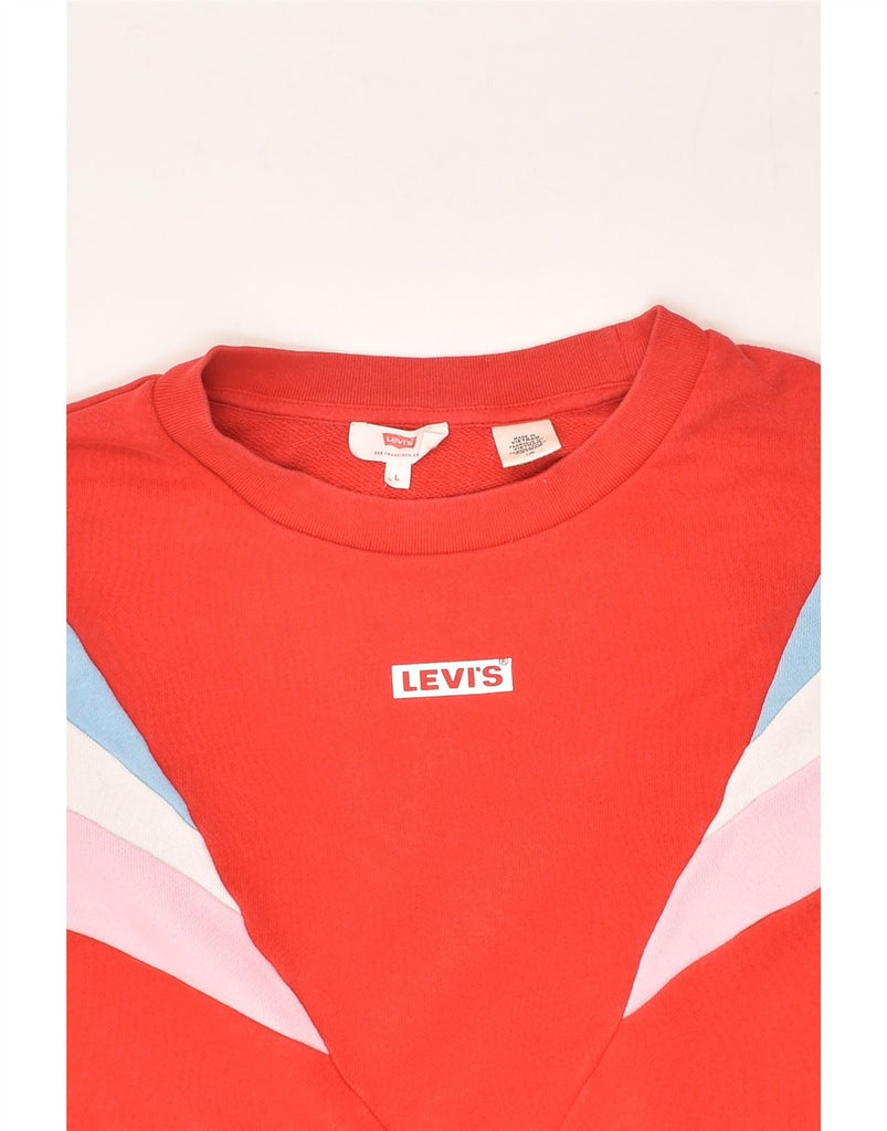 LEVI'S Womens Oversized Sweatshirt Jumper UK 16 Large Red Cotton | Vintage Levi's | Thrift | Second-Hand Levi's | Used Clothing | Messina Hembry 