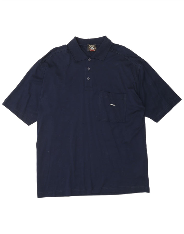 SEA & SKY Mens Polo Shirt Large Navy Blue Cotton