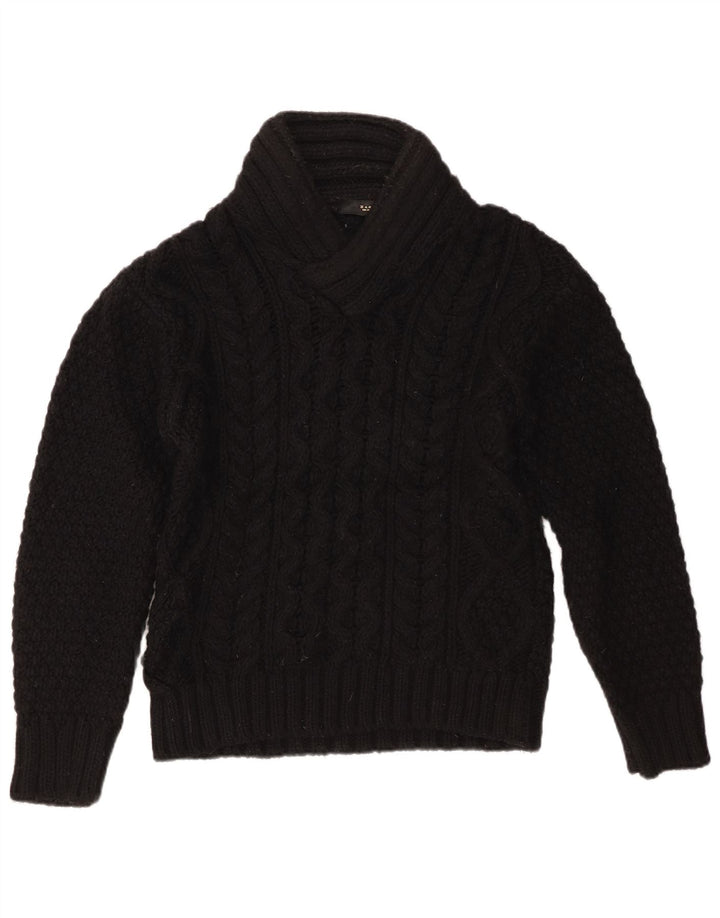 Zara Mens V-Neck Jumper Sweater Medium Black Acrylic