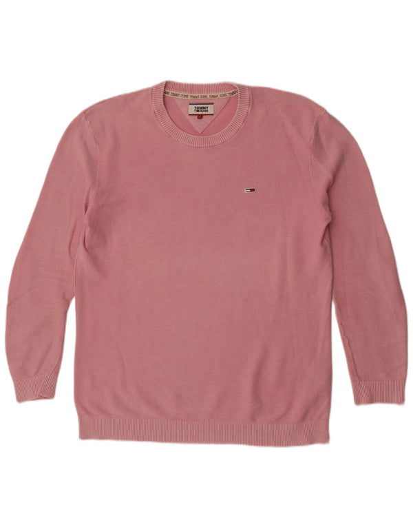 Tommy Hilfiger Mens Crew Neck Jumper Sweater Large Pink