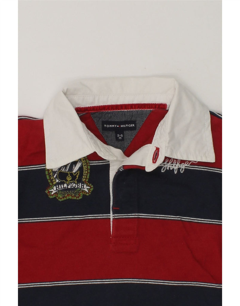 TOMMY HILFIGER Baby Boys Long Sleeve Rugby Polo Shirt 3-6 Months Red | Vintage Tommy Hilfiger | Thrift | Second-Hand Tommy Hilfiger | Used Clothing | Messina Hembry 