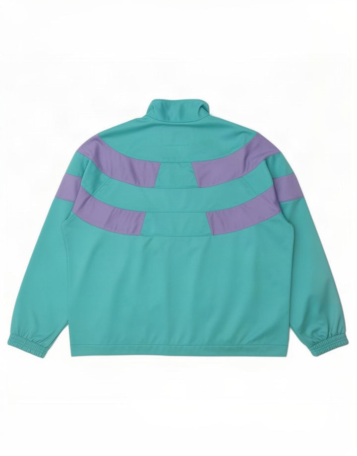 Diadora Womens Tracksuit Top Jacket IT 46 Large Turquoise Colourblock
