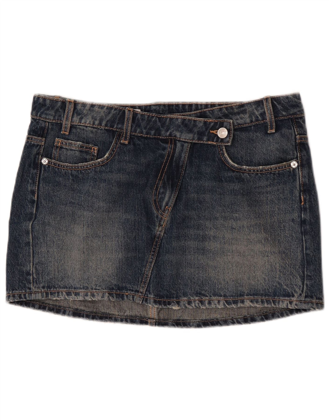Zara Womens Mini Denim Skirt Large W30  Navy Blue Cotton