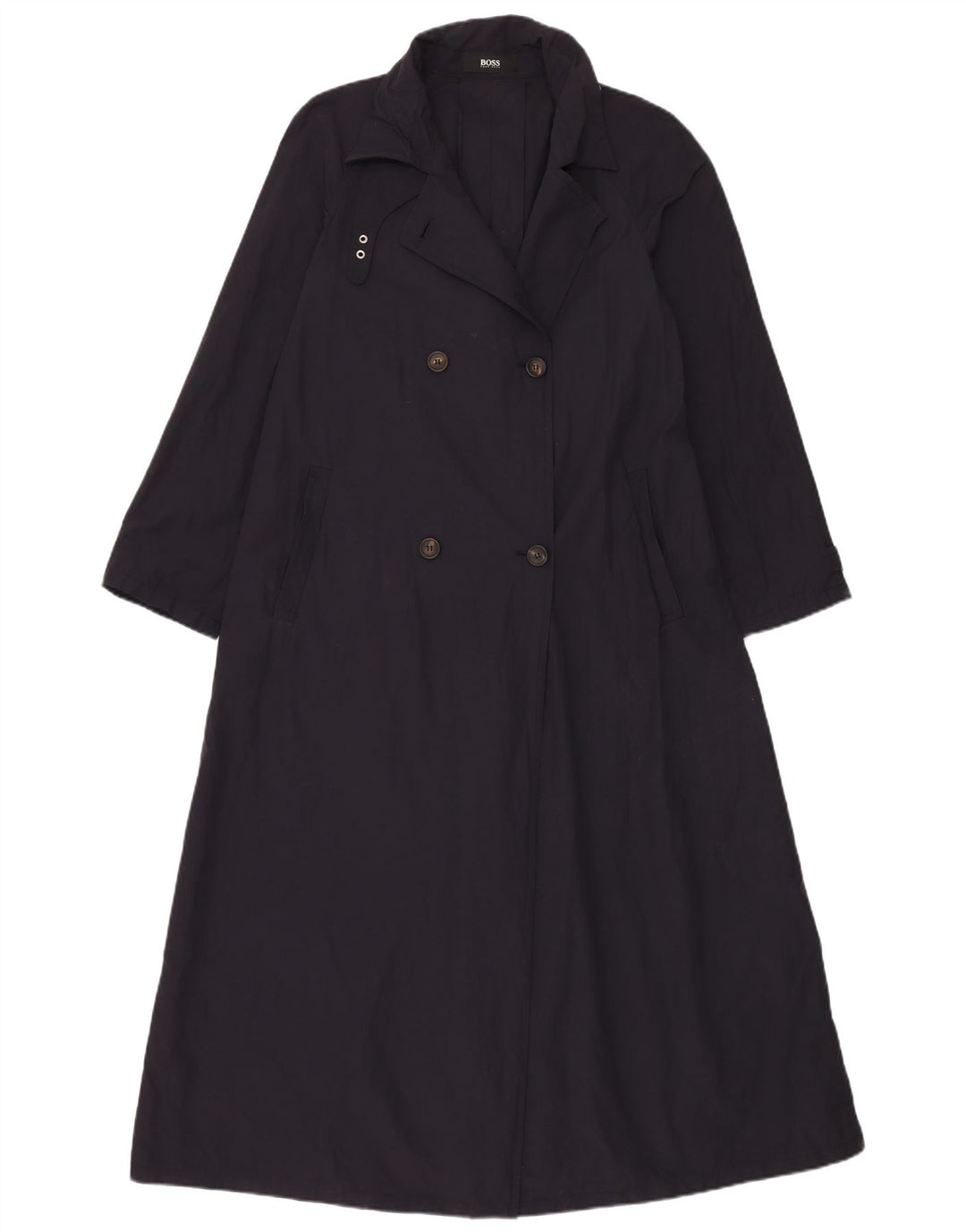 Hugo Boss Womens Double Breasted Trench Coat EU 42 Large Navy Blue