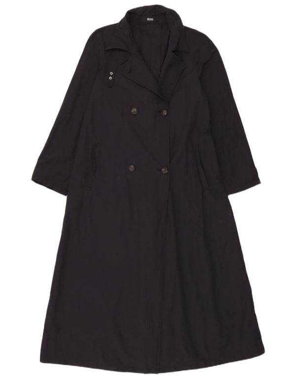 Hugo Boss Womens Double Breasted Trench Coat EU 42 Large Navy Blue