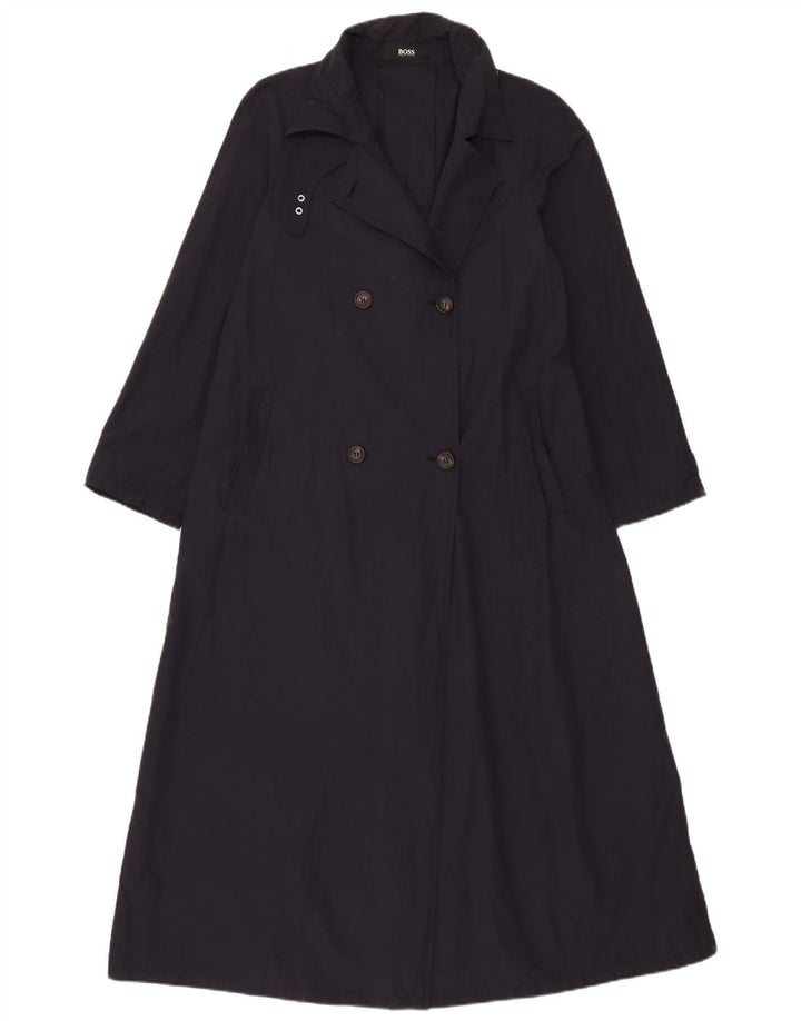 Hugo Boss Womens Double Breasted Trench Coat EU 42 Large Navy Blue