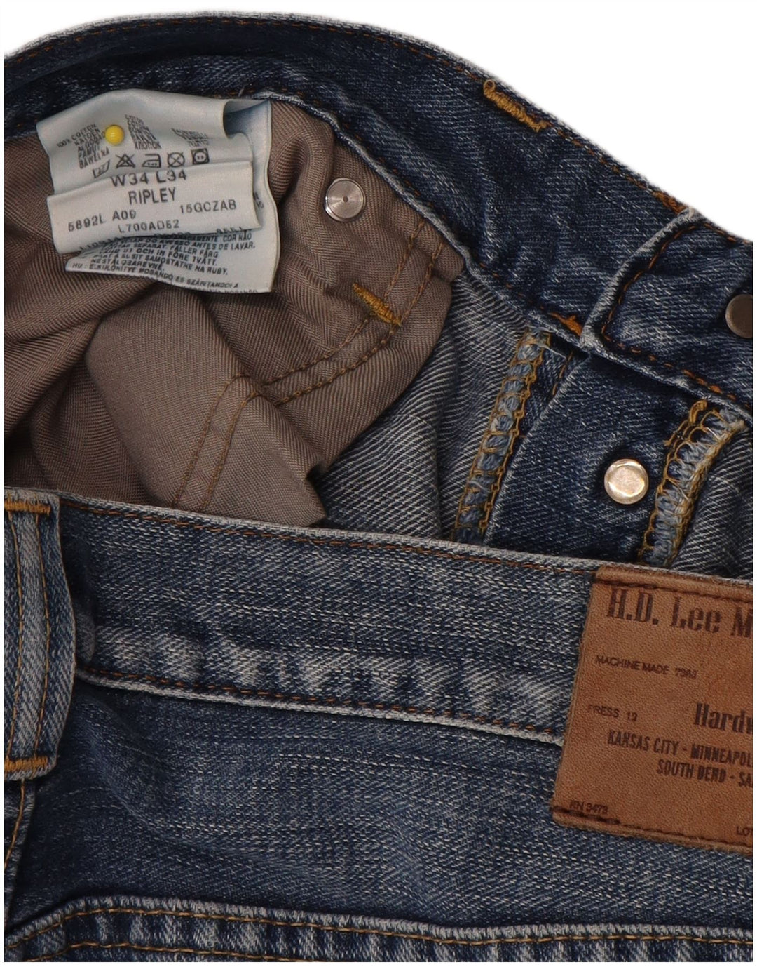 Lee Mens Ripley Straight Jeans W34 L34 Blue Cotton