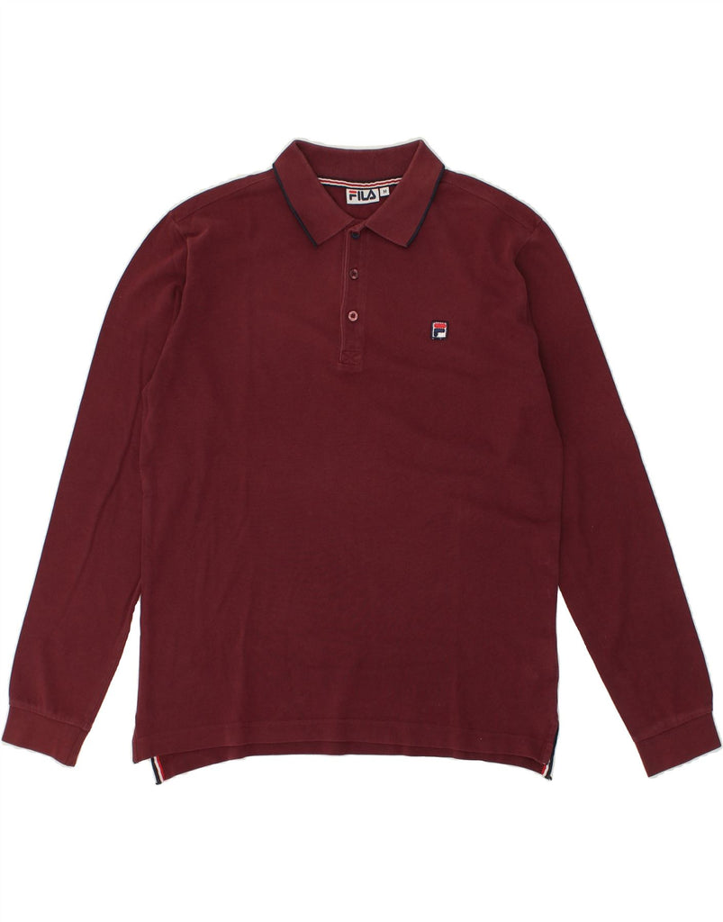 FILA Mens Long Sleeve Polo Shirt Medium Burgundy Cotton | Vintage Fila | Thrift | Second-Hand Fila | Used Clothing | Messina Hembry 