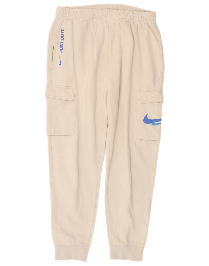 Nike Mens Graphic Cargo Tracksuit Trousers Joggers Medium  White Cotton