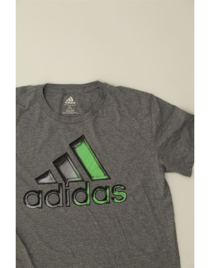ADIDAS Boys Graphic T-Shirt Top 14-15 Years Large Grey Cotton Vintage Adidas and Second-Hand Adidas from Messina Hembry 