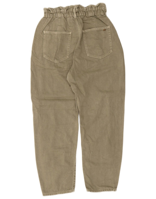 Zara Womens High Waist Cropped Jeans EU 38 Small W28 L25 Khaki Cotton