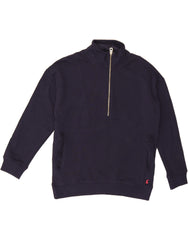 JOULES Womens Oversized Zip Neck Sweatshirt Jumper UK 10 Small Navy Blue