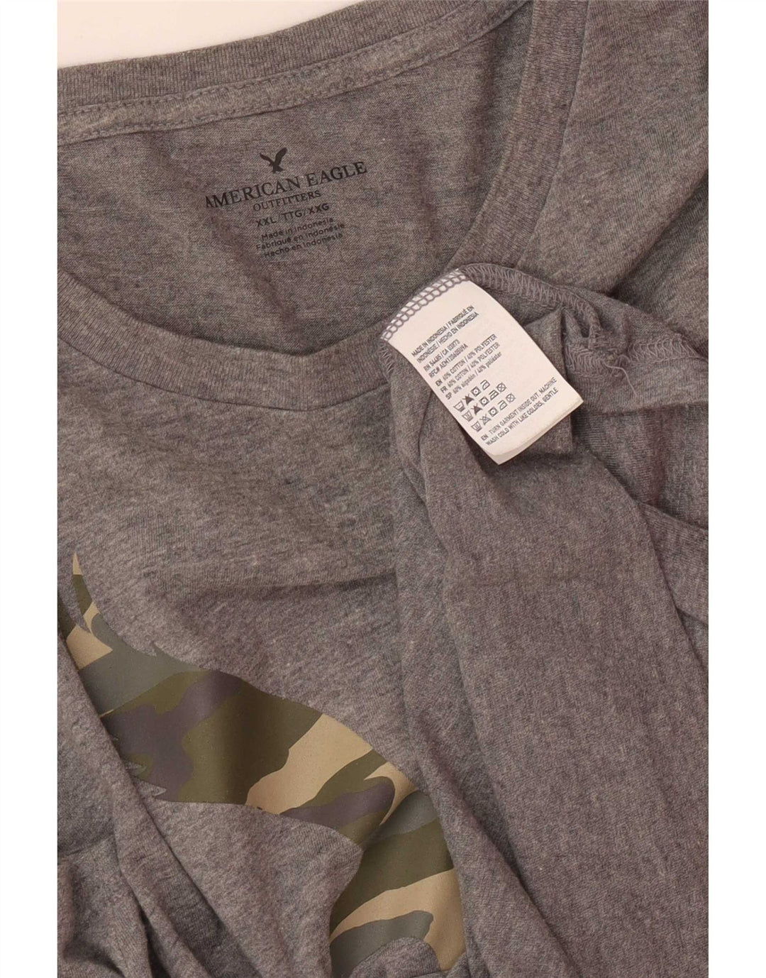 American Eagle Mens Graphic T-Shirt Top 2XL Grey Cotton