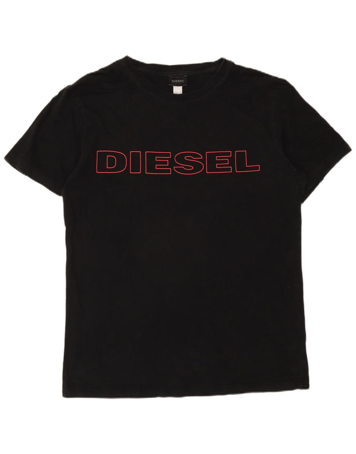 Diesel Mens Graphic T-Shirt Top Large Black Cotton